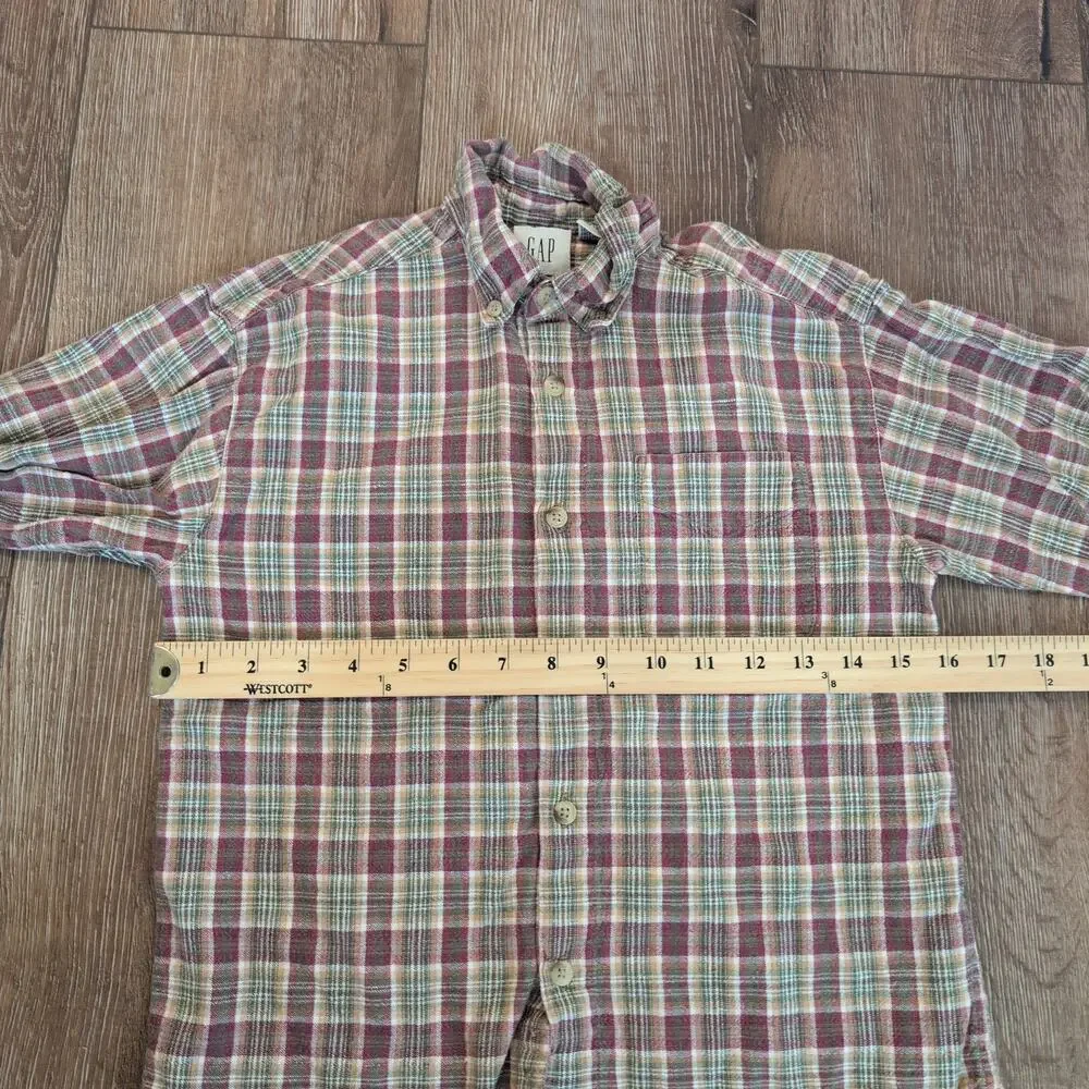 VTG‎ Gap Kids Small Button Up Shirt Plaid Fall Christmas Y2K Skater